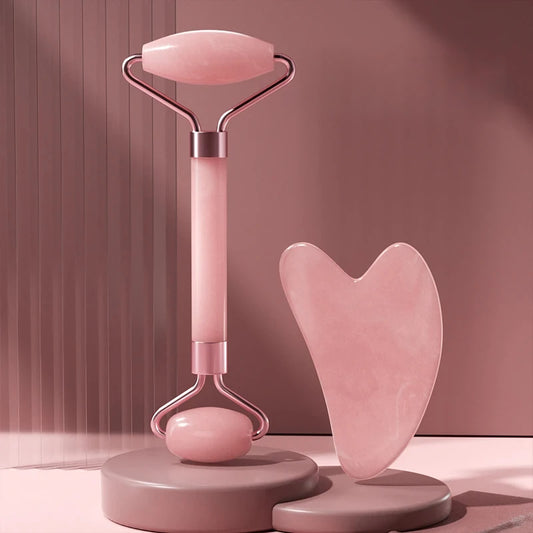 Resin double head roller massager heart-shaped face and eye massage scraping Combination set massage roller