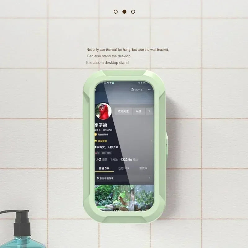 Waterproof Shower Phone Holder Rotation Angle Adjustable Telescoping Wall Mount Phone Holder for Bathroom Kitchen Bracket Stand