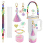 tassels straw cap case Charm chain pendant lot Accessories Initial Keychain Handle for Stanley cup bottle Tumbler for Women