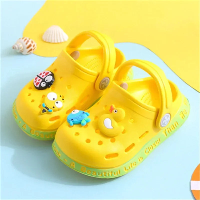 Summer sandals kids Mules Baby Boys Girls Cartoon baby Sandals Flat Heels Solid Cartoon Slippers Children's Garden Shoes