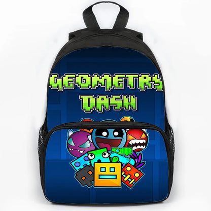 Large Capacity Angry Geometry Dash Children's Backpack 16 Inch Anime Bookbag Travel Backpacks Students Schoolbag for Girls Boys