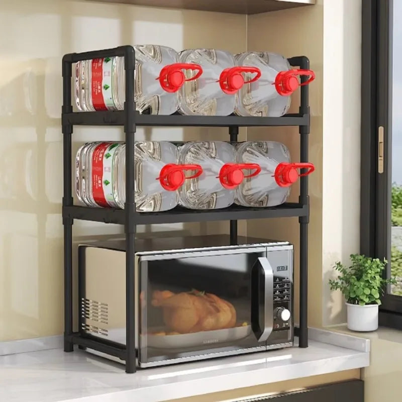 2/3-Layer Kitchen Storage Rack Simple Microwave Shelf Space-saving Countertop Tableware Tidying Organizer Kitchen Accessories