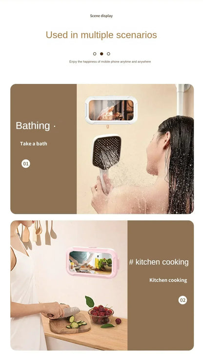 Waterproof Shower Phone Holder Rotation Angle Adjustable Telescoping Wall Mount Phone Holder for Bathroom Kitchen Bracket Stand