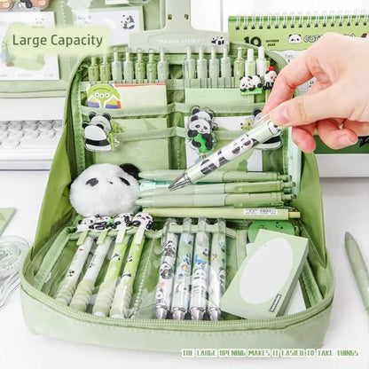 12-Layer Large Capacity Pen Bag 90 Degree Large Opening Student Multifunctional Pencil Case Zipper Stationery Organizer School