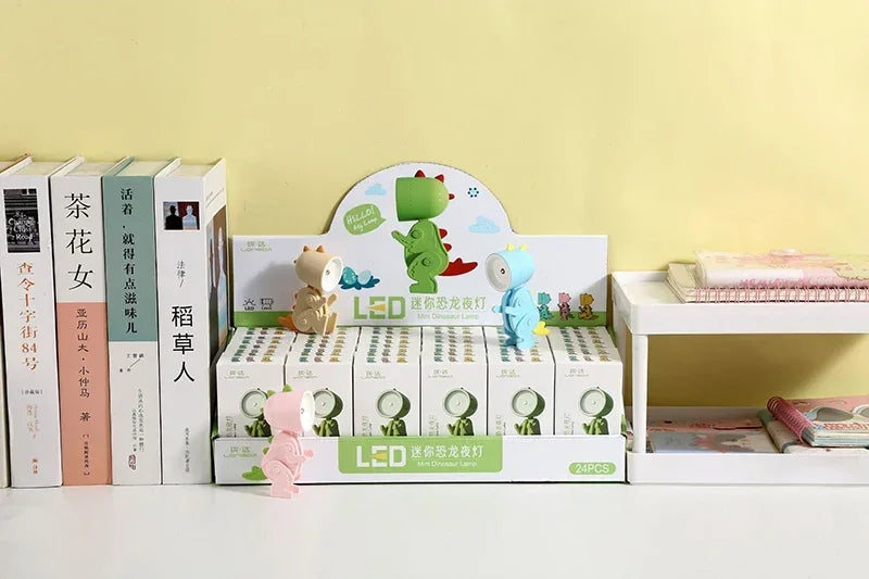 Mini Dinosaur Night Light Battery Magnetic Folding Nights Lamp Bedroom Bedside Table Ornaments Children's Toys LED Night Lights