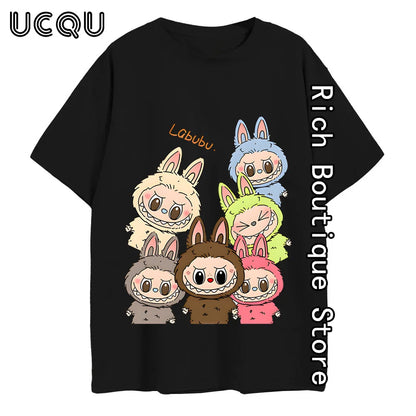 Cartoon Lububu Printed T-shirt Women Summer Fashion Cotton Tops Tees Harajuku Short Sleeve Clothing Y2K Daily High Street Outfit