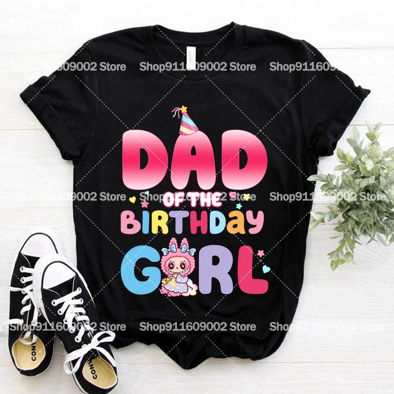 Labubu Adult Kids Birthday T-shirts Cartoon Anime Printed Tees Cute Short Sleeves Summer Tops Boys Girls Women Men Clothes Gift