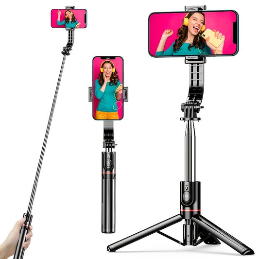 Portable 44 Inch Selfie Stick Phone Tripod With Wireless Remote Control Expandable Smartphone Tripod Stand 360 Degree Rotation Compatible With IPhone 13 12 11 Pro Xs Max Xr X 8 7 6 Plus, Android Samsung Smartphones