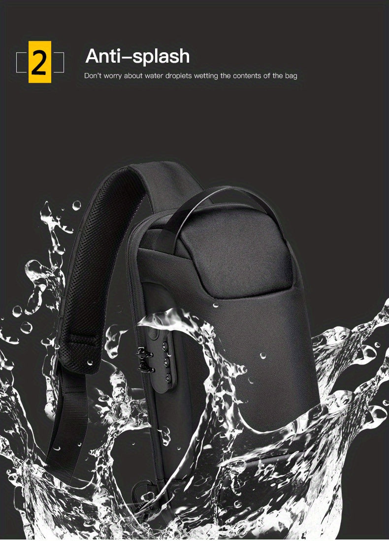 WEIXIER 1pc Men's Waterproof Oxford Fabric Waist Bag With USB Charging And Combination Lock Give Gifts To Men On Valentine's Day Gift For Father